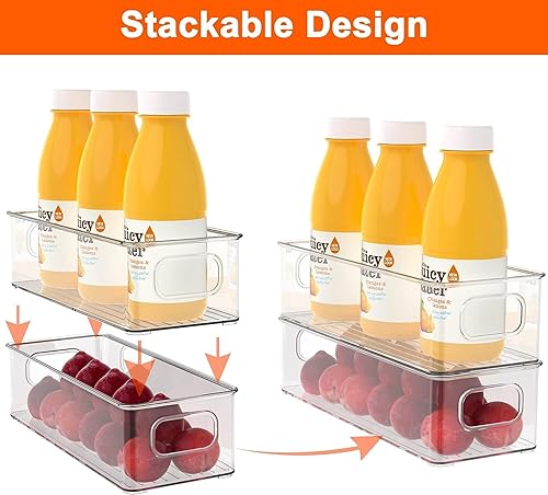 Miniatura 4 de Juego de 6 cubos organizadores de despensa para refrigerador, organizadores apilables para refrigerador con asas para despensa, congelador, cocina,