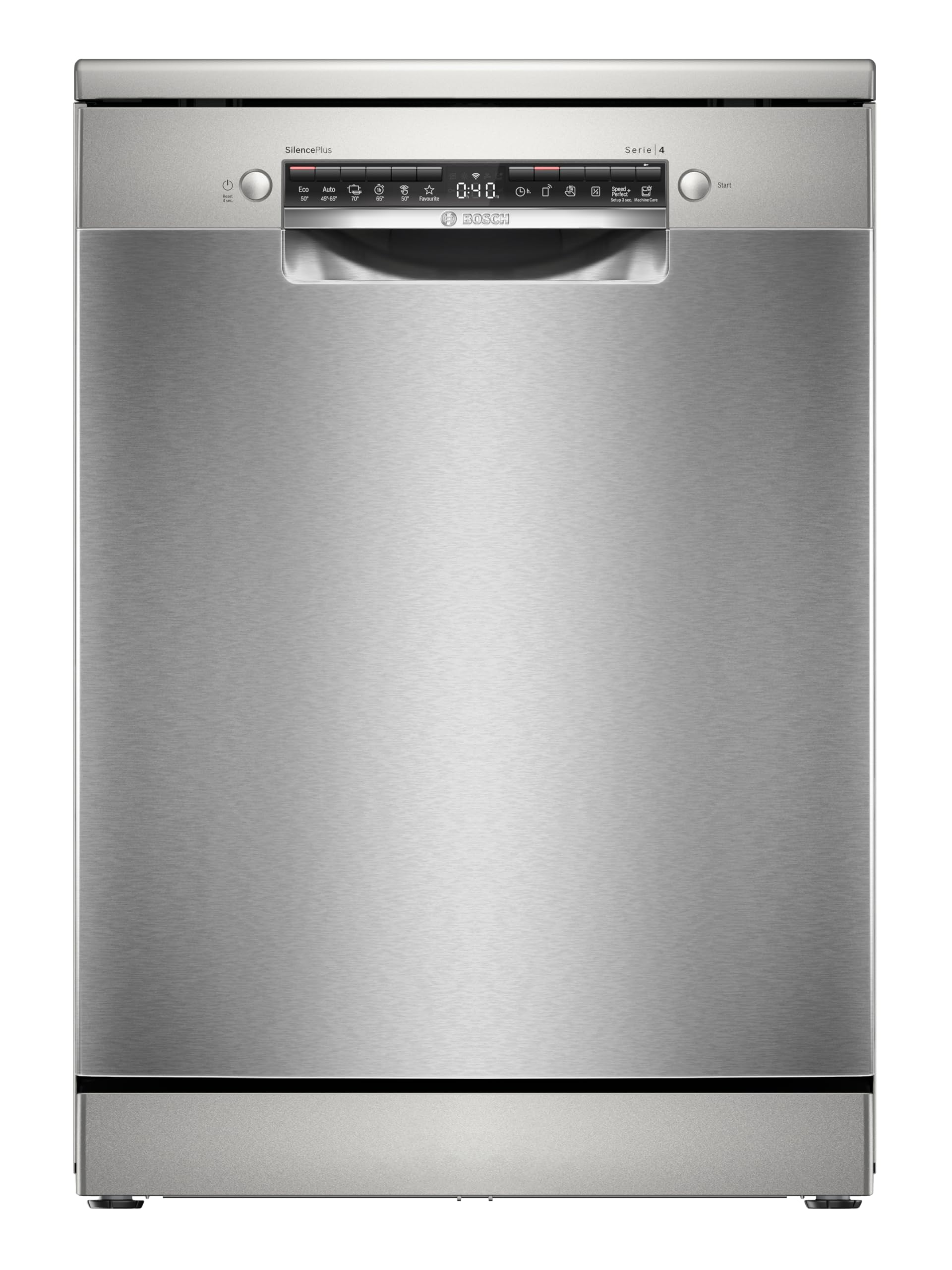 Bosch - Lavavajillas Libre Instalación, 60 cm, Serie 4, Home Connect, Motor EcoSilence, Acero, SMS4EMI06E