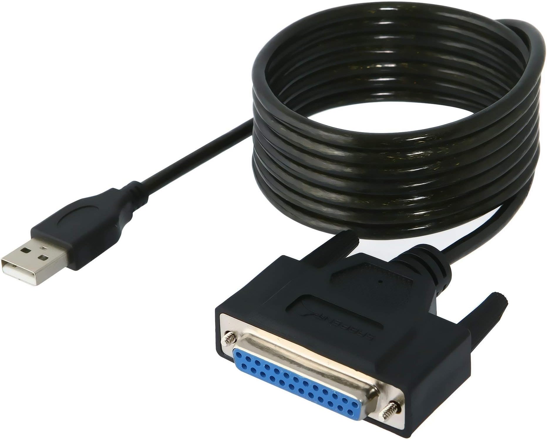 USB 2.0 To DB25 IEEE-1284 Parallel Printer Cable Adapter [THUMBSCREWS Connectors] (CB-DB25)