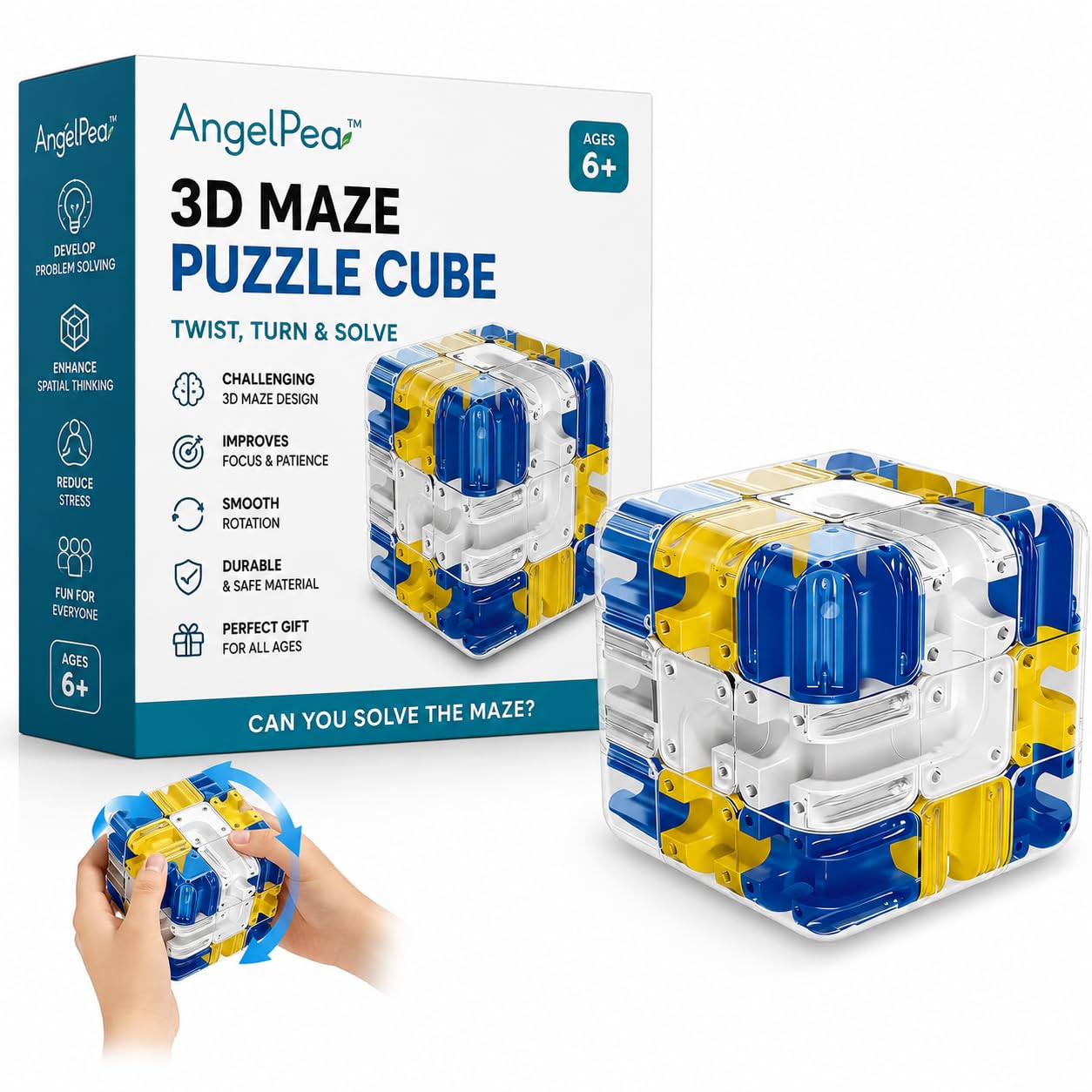 3D Maze Puzzle Cube Transparent Labyrinth Ball Game Brain Teaser IQ Toy Rolling Metal Marble Challenge Educational Focus Skill Stress Relief Kids Adults Rubik Inspired-image-7
