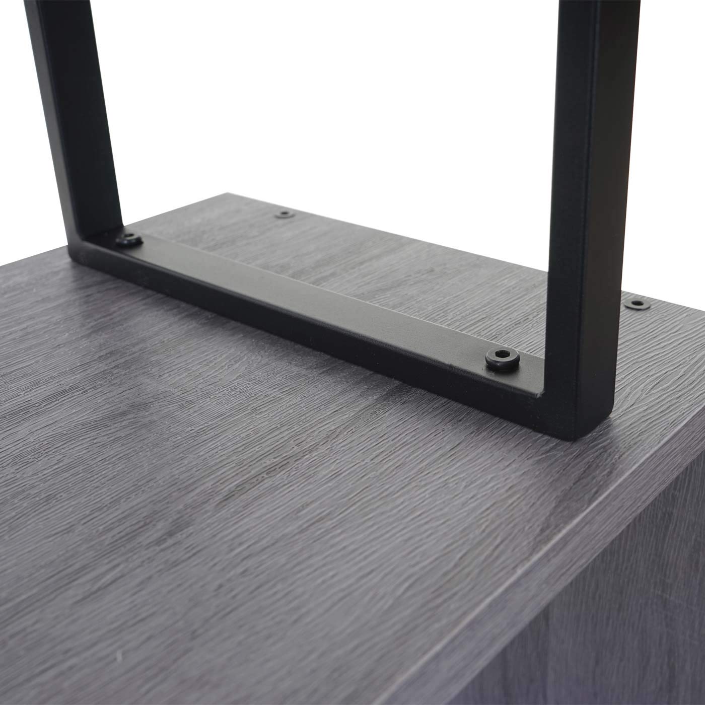 Libreria scaffale 3D MDF HWC-A27 5 Ripiani 30x80x183cm Legno Metallo Grigio