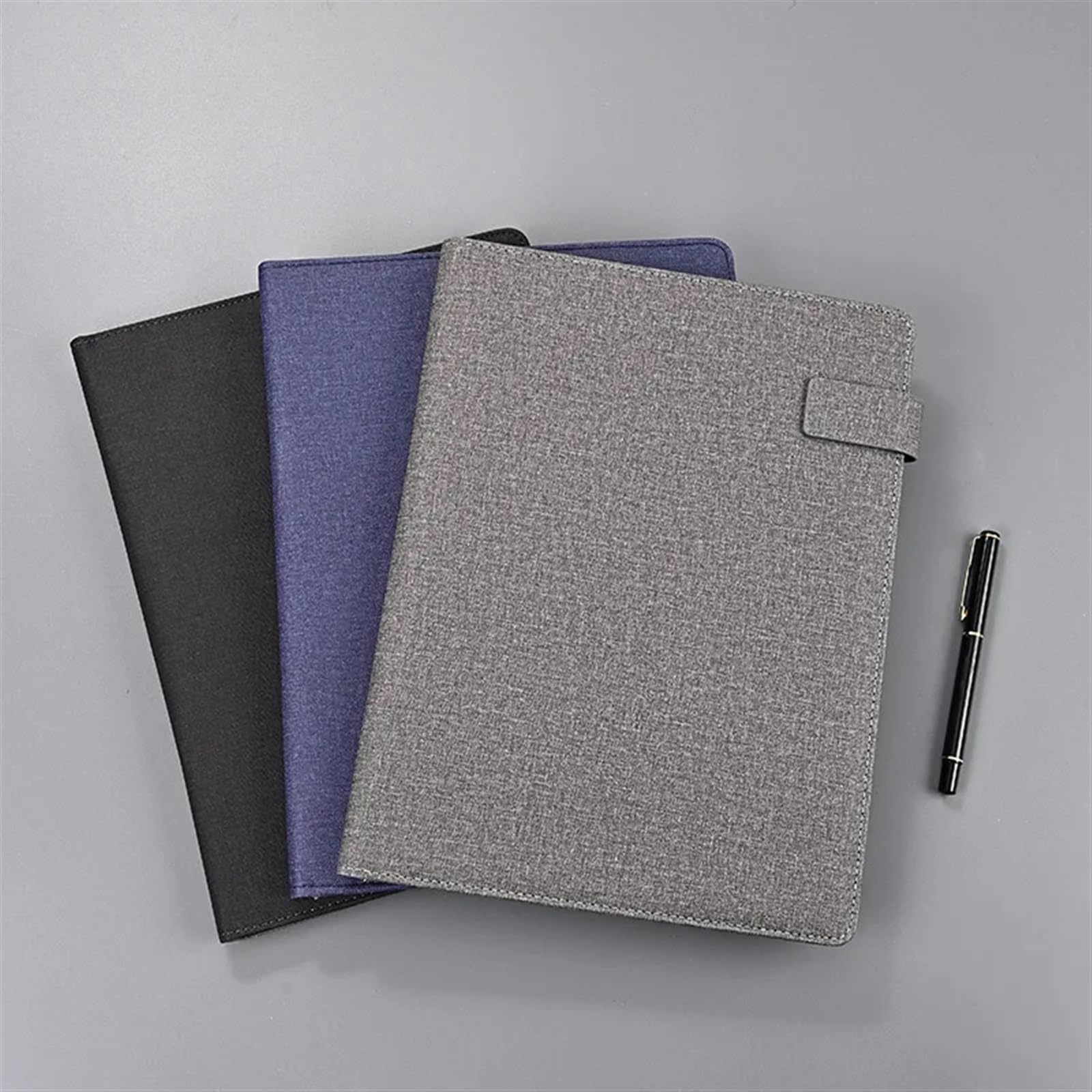 Schreibmappe 1 stück Leder Multifunktionale A4 Konferenz Ordner Business Schreibwaren Ordner Vertrag Datei Ordner Mit Reißverschluss Organizer Karte Halter(Grey)