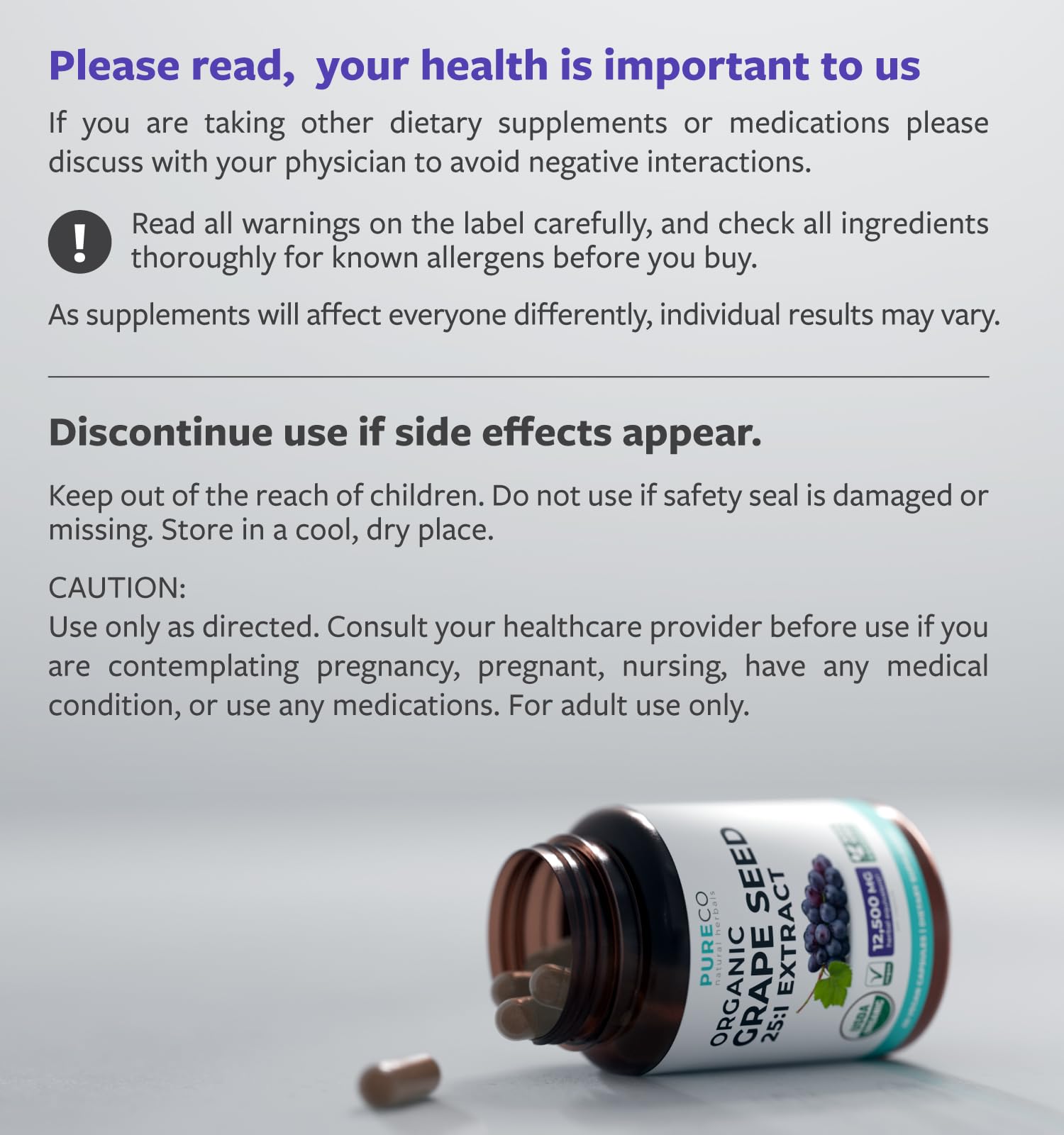 USDA Organic Grape Seed Extract - High Potency 25:1 Grapeseed Supplement with 12,500mg Herbal Equivalent Strength - Antioxidant Support - Vegan & Non-GMO (4 Month Supply) — Amazon image 7