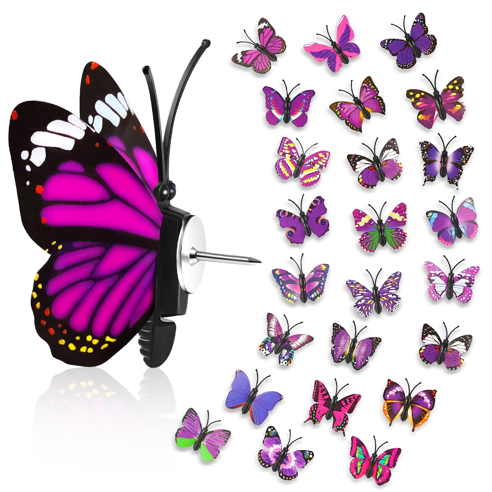 36Packs Purple Butterfly Push Pins for Bulletin Board Thumb Tacks for Cork Board Decorative Push Pins Cute Thumb Tacks Push Pins for Walls Office Home Decor Hanging Accessories Random Pattern