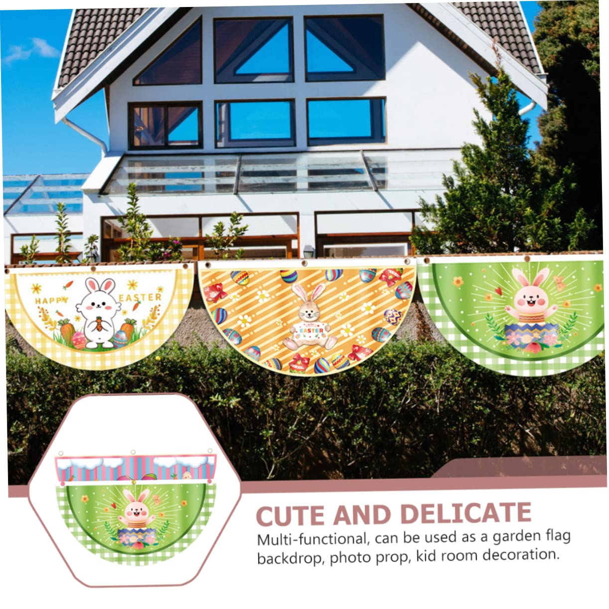 Kisangel 8piezas Banderines De Pascua Decorativos Banderín Forma Para Celebraciones Para Jardines y Porches Decoración De Feliz Pascua Creativo y Resistente