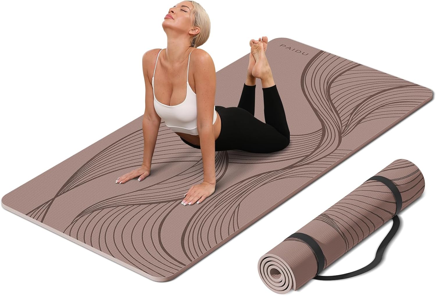 Large Yoga Mat-72’x36’x0.4’ Extra Width ? Thick,Comfortable,Non-Slip Exercise Mat-Works Great on All Floor for Stretching,Yoga Studio,Gym or Home Workouts Brown