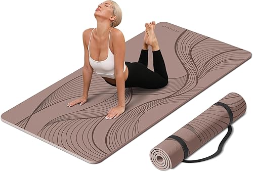 Tapete de yoga grande de 72 x 36 x 0.4 pies, ancho extra y grueso, cómodo, antideslizante, ideal para todo el suelo, para estirar, estudio de yoga,