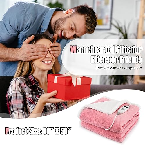 Miniatura 7 de PETSITE Manta eléctrica con calefacción manta reversible de vellón Sherpa de 60 x 50 pulgadas con 10 ajustes de calor apagado automático de 9 horas