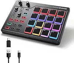 Donner Midi Pad Beat Maker Machine Professional, Drum Machine Com 16 Beat Pads, 2 Fader E Knobs Atribuíveis E Software De Produção Musical, Controlador Midi Usb Com 40 Cursos, Starrypad