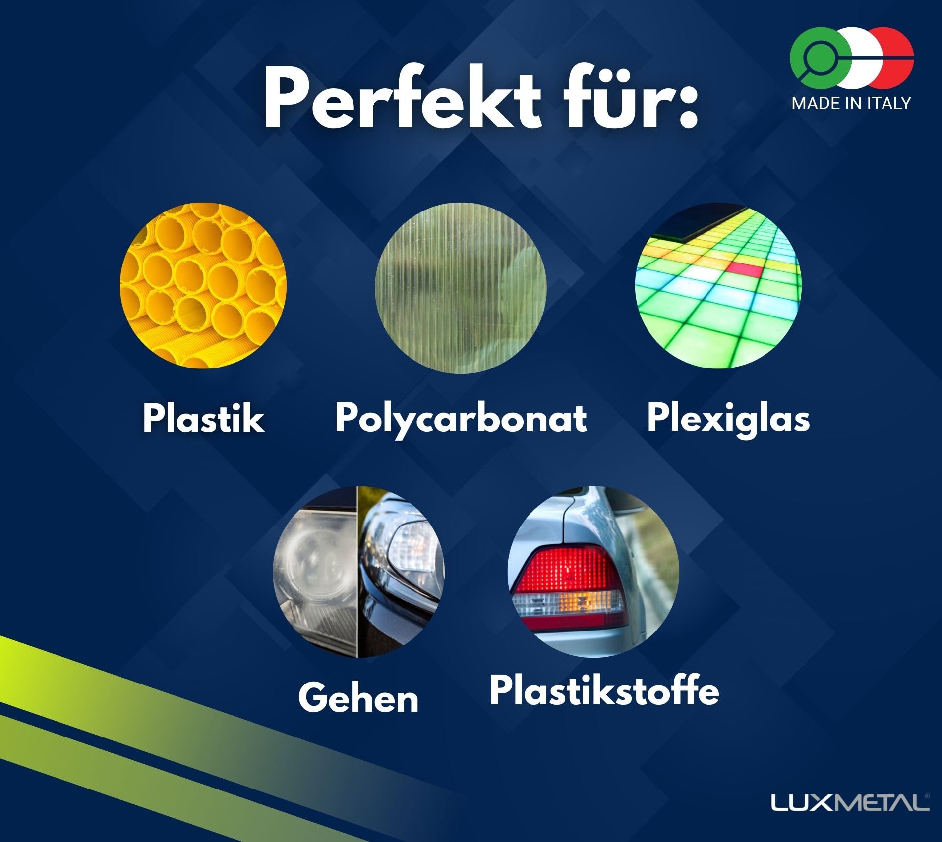 Lux Metal – Kit 3 Schleifpolierpaste für Kunststoff 1 kg – PL1-PL2-PL3 (Fein-S.Fein-Ultrafein) Politur, transparentes Plexiglas, Polycarbonat, Kunststoff, Polieren, Kratzer entfernen, Autoscheinwerfer