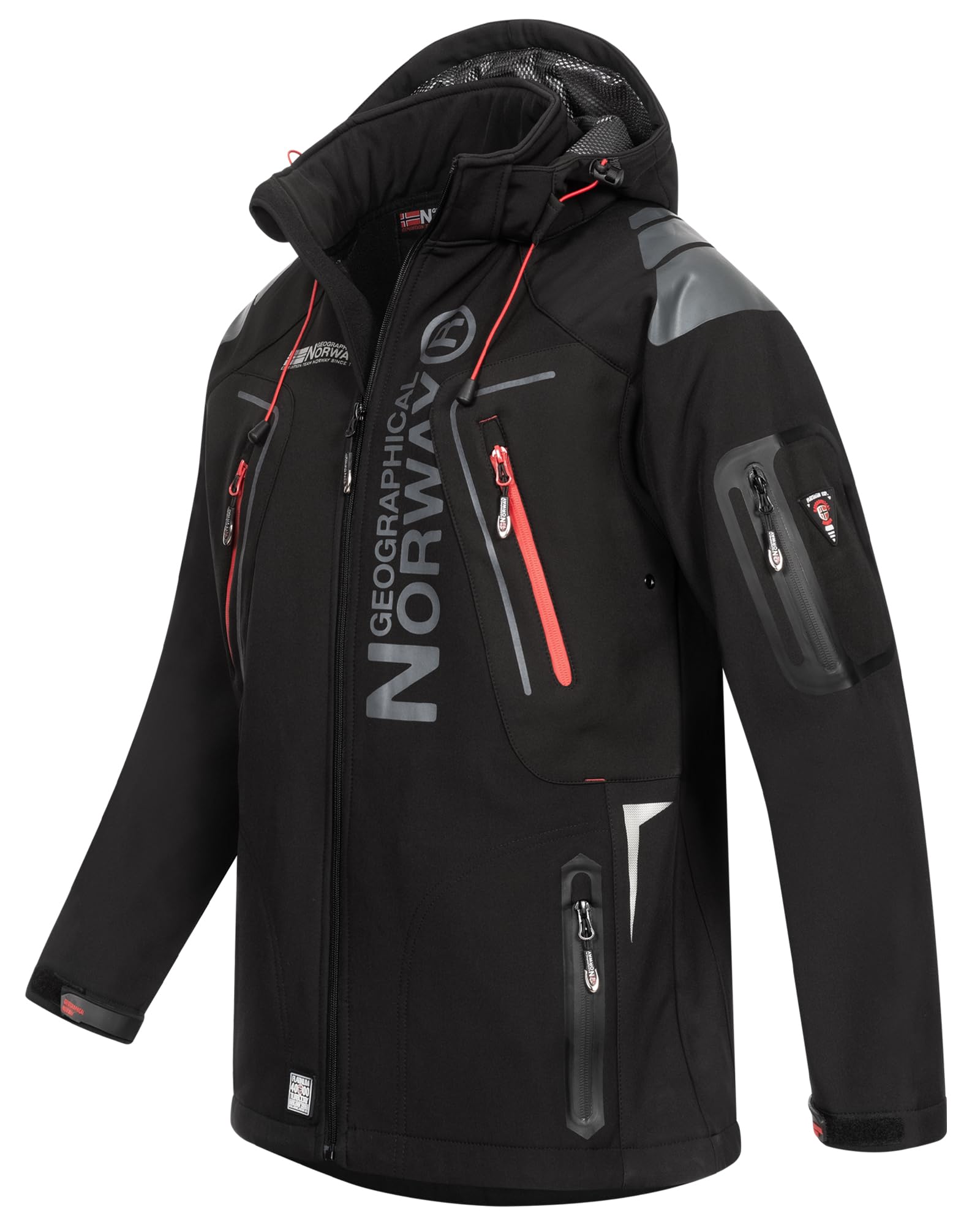 Geographical Norway Men's Black Autumn Winter Jacket Softshell Rain Outdoor Transition Jacket, L