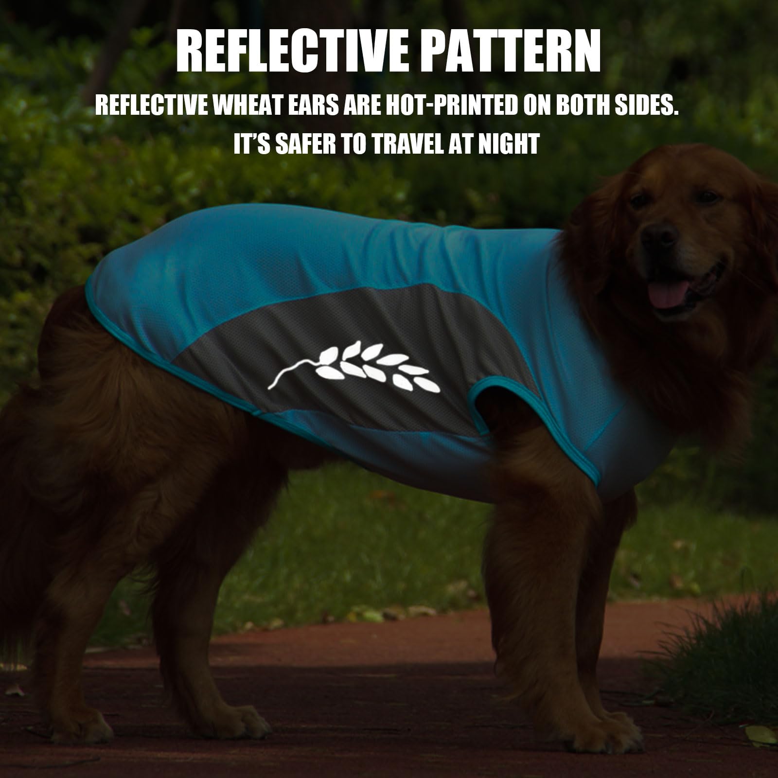 Dog Cooling Vest,1PC Breathable Mesh Dog Cooling Jacket Coat with Reflective Strip,Elastic Sun-proof Ice T-Shirt for Small Medium Large Dogs Outdoor Activities (Blue - Image 3