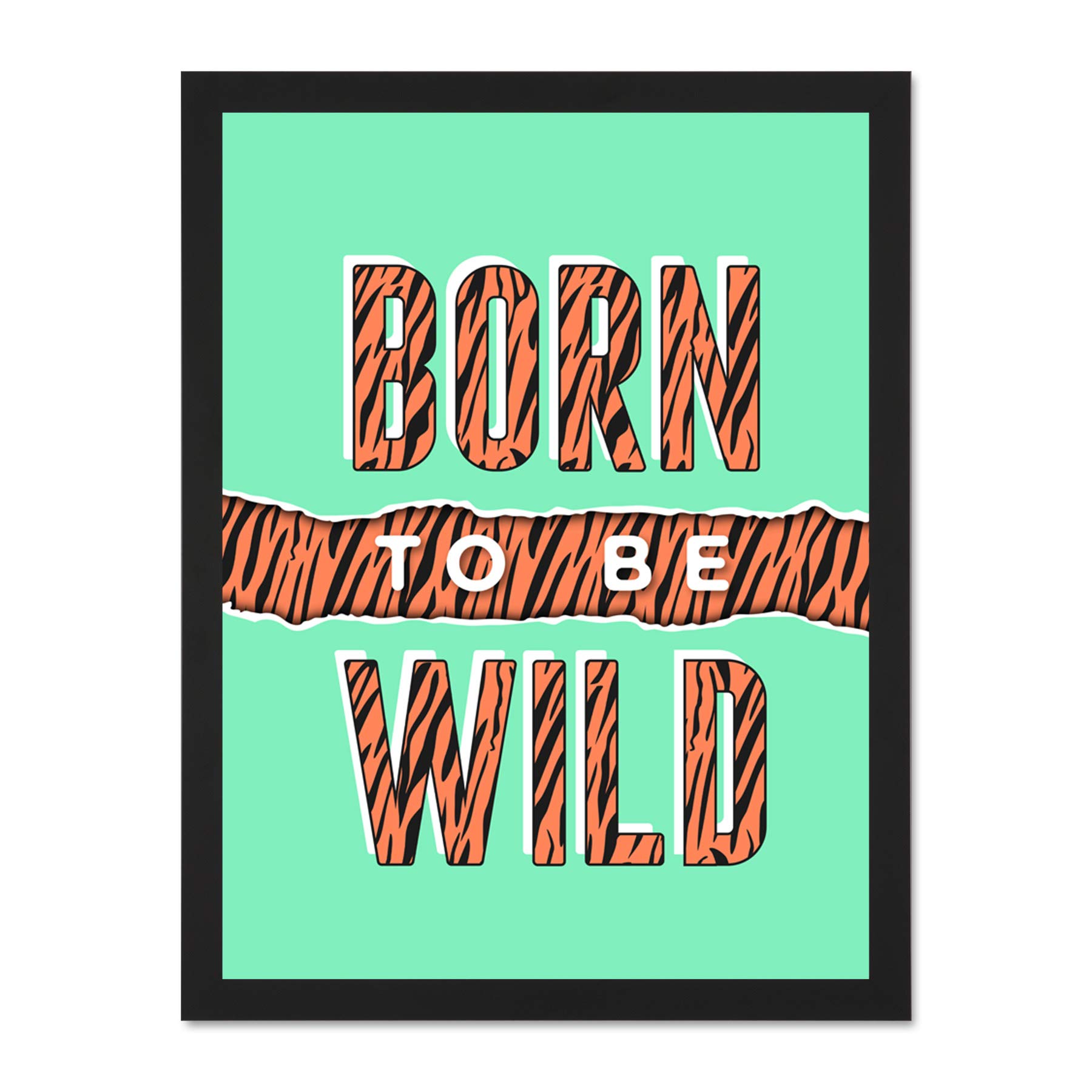Wee Blue Coo Born To Be Wild Tiger Large Framed Art Print Poster Wall Decor 18x24 inch