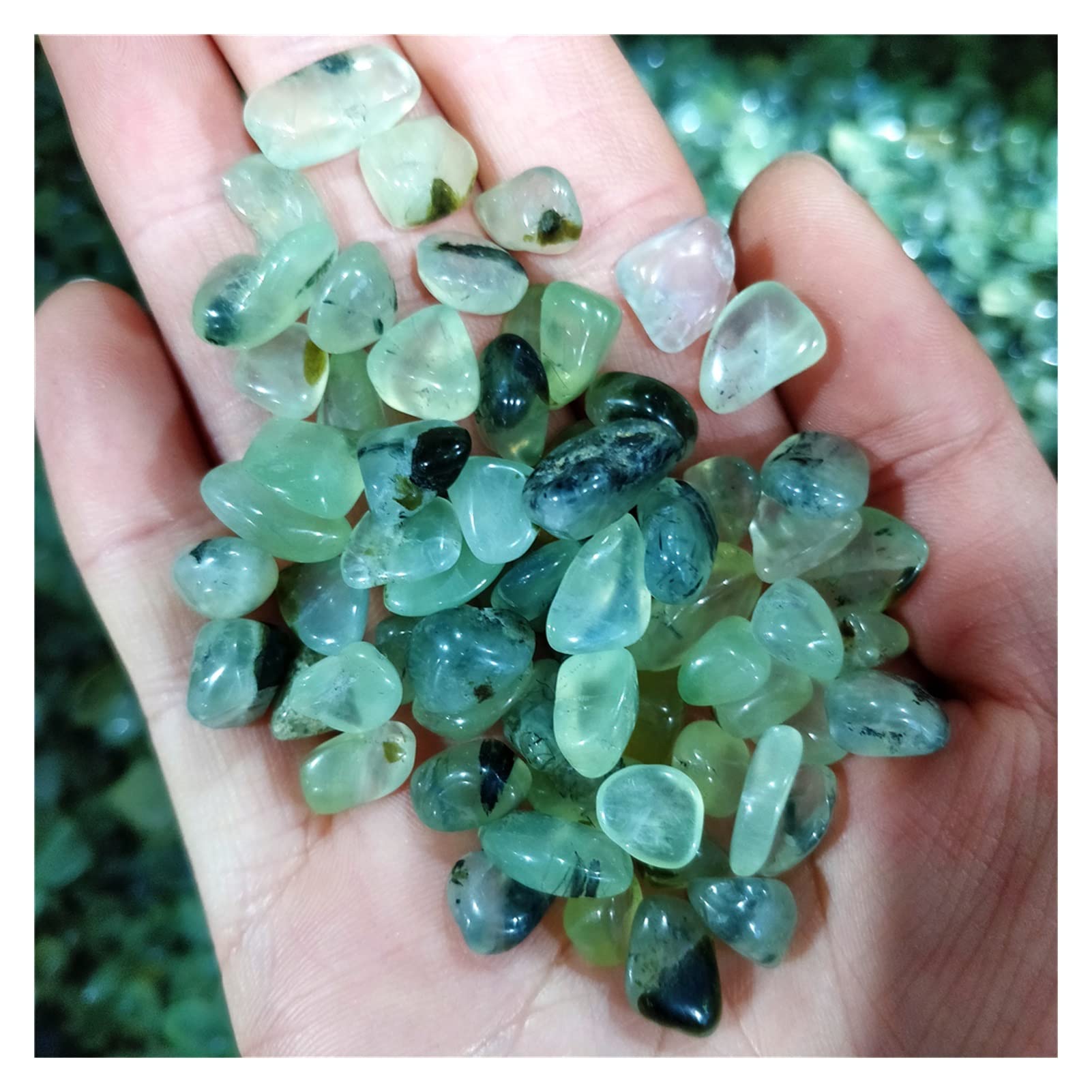 Piedra de UVA Brillante y translúcida Natural, Grava de Cristal, Adorno de Acuario, gelatina, Verde Manzana for decoración del hogar MZOGODWI (Size : 500g)