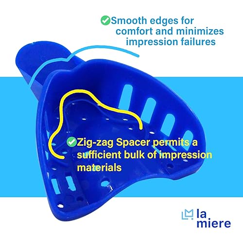 Miniatura 22 de LA MIERE Royal Blue Premium - Bandejas de plástico desechables para impresión dental, 12 unidades, pequeñas, medianas, grandes, superior izquierda