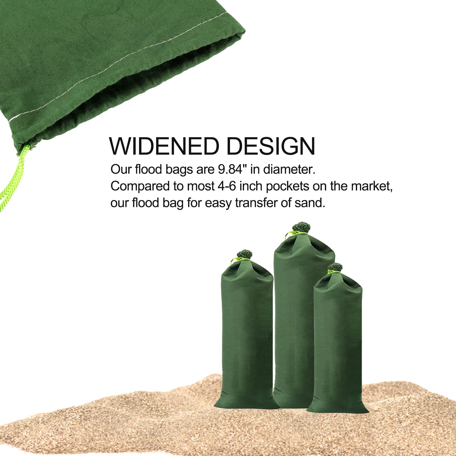 4 bolsas de arena de barrera de agua de inundación, bolsas de arena largas de lona con banda elástica, bolsas de arena reutilizables de tubo para inundaciones, lluvia, huracanes, puertas de