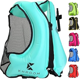 Khroom Inflatable Snorkel Vest Adult and Teenagers for 40Kg-110Kg / 59"-82" | Flotation Safety Swim Vest | Buoyancy Aid for Snorkeling | Buoyancy Jacket | Buoyancy Inflatable Vest