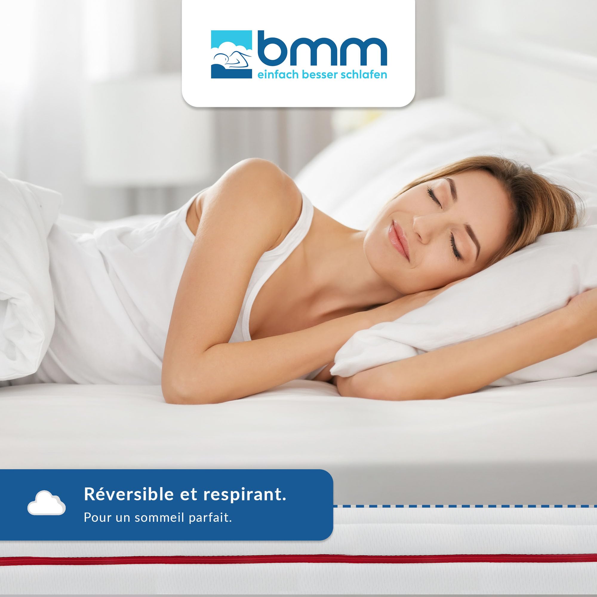 BMM Matelas 160 x 200 cm Classique 19, degré de dureté H5 Ultra Ferme/Matelas en Mousse Froide certifié Öko-Tex/Ergonomique, 7 Zones, épaisseur 19 cm/Matelas de Conception Allemande