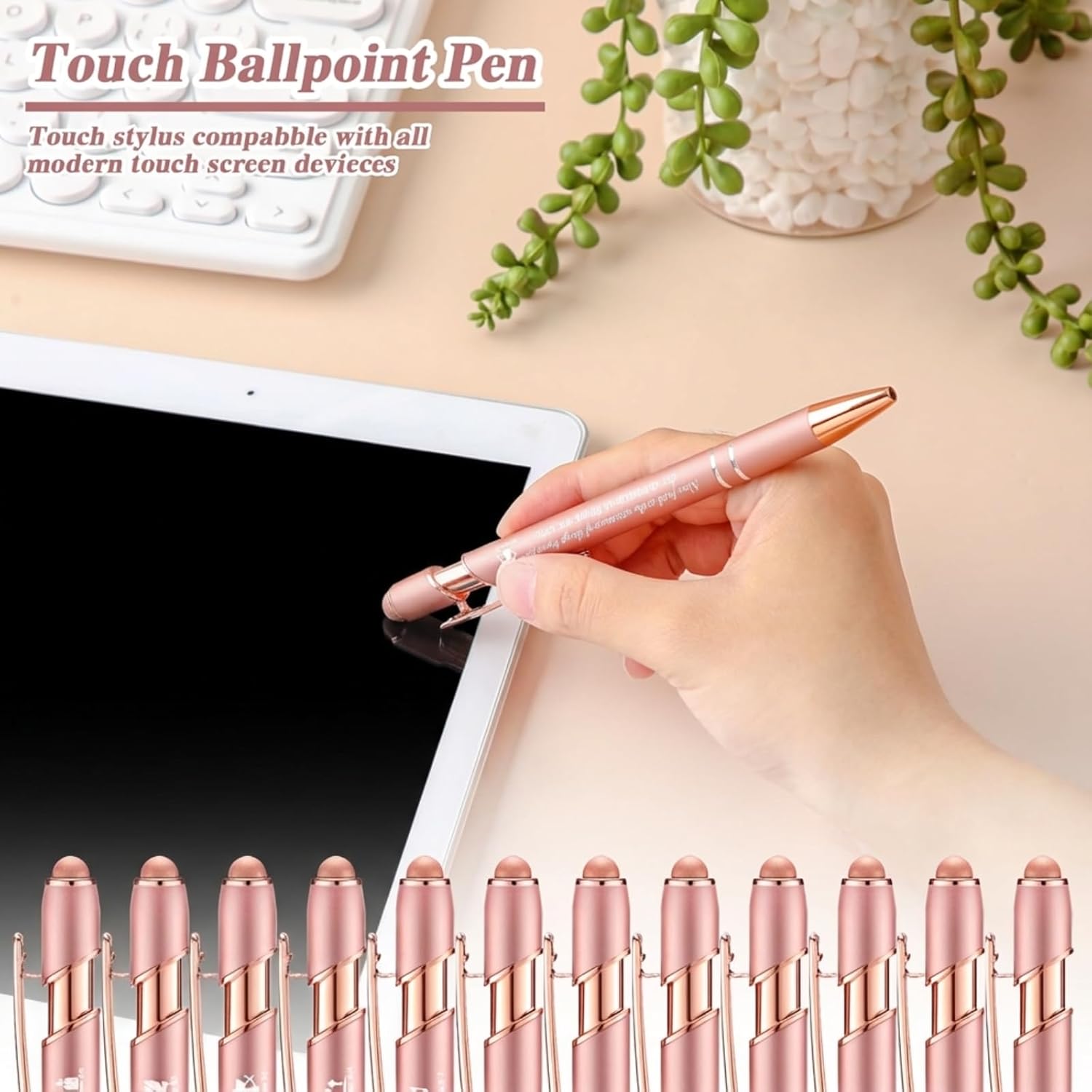 Chuangdi 48 Pcs Bible Verse Ballpoint Pens Christian Pens Bulk Inspirational Quotes Pens Bible Scripture Black Ink Pens Motivational Pen for Women Men Office Writing Gifts (Rose Gold, Bible Verse)