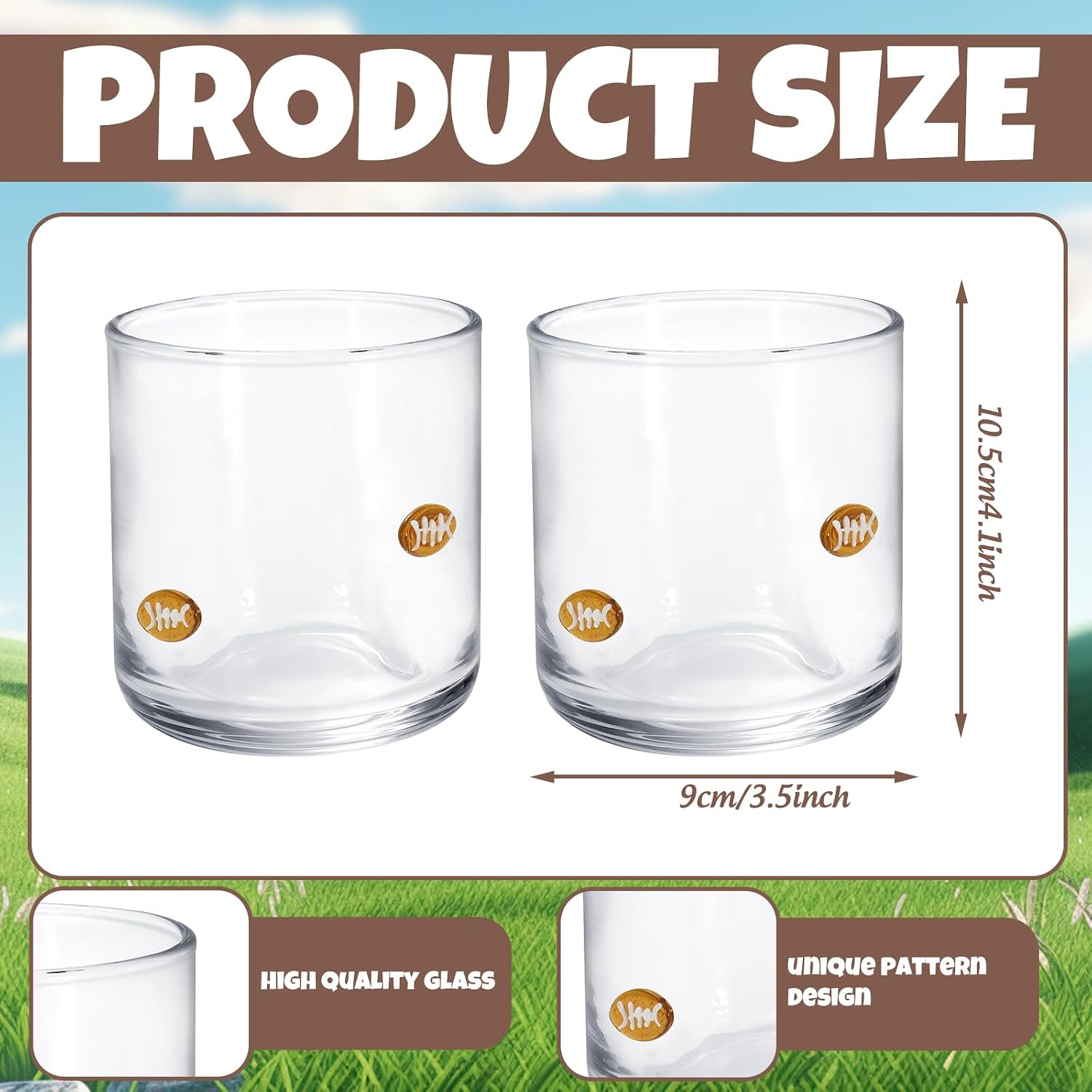 JarThenaAMCS 2Pcs Football Icon Juice Glass 14 Oz Wine Glass Rugby Stemless Cocktail Drinking Cups for Home Sport Themed Party Favors Supplies