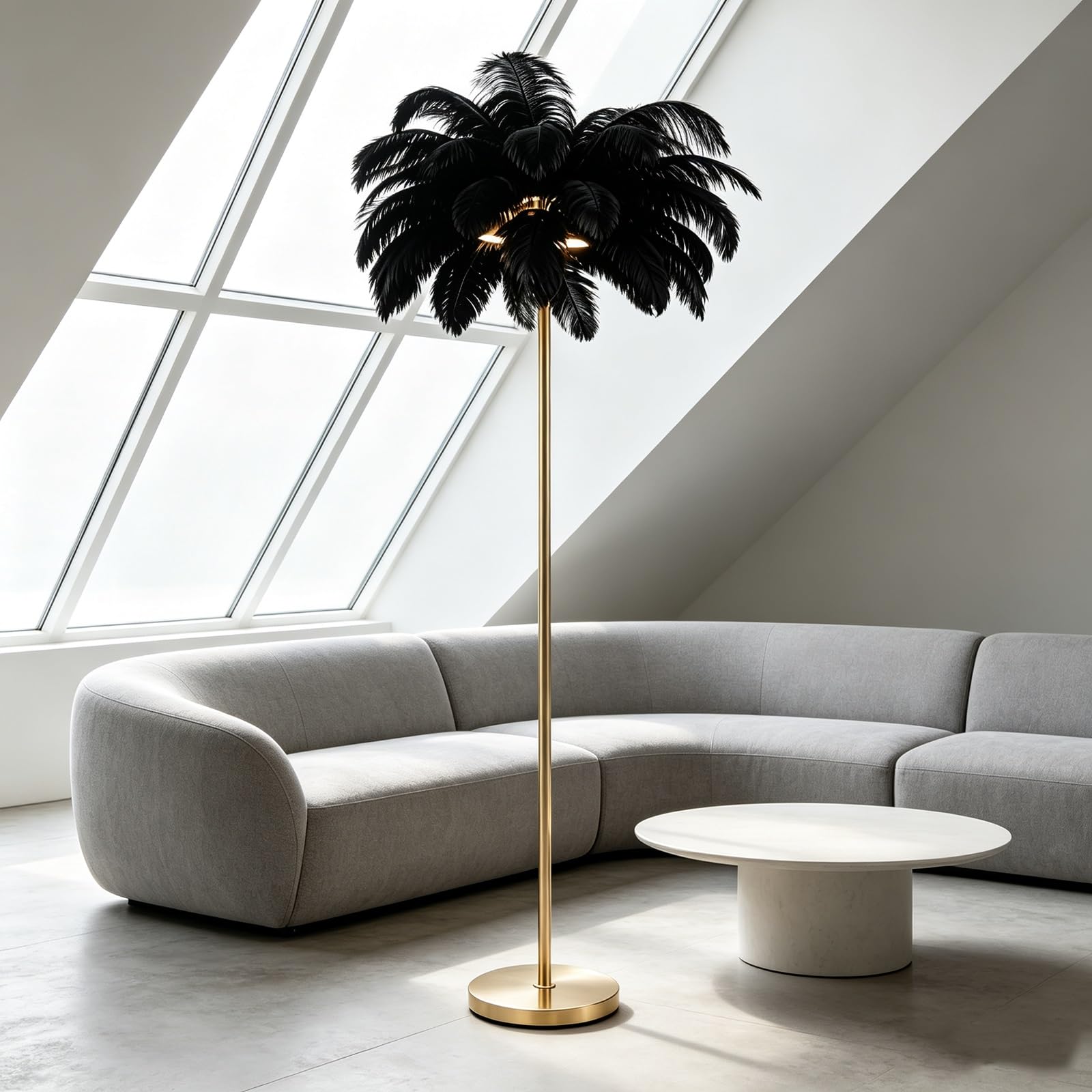 LCNDKF Elegant Fluffy Feather Floor Lamp