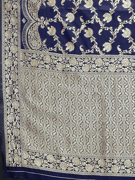 Women's Kanjivaram Banarasi Jacquard Silk Saree With Blouse Piece (Free Size)