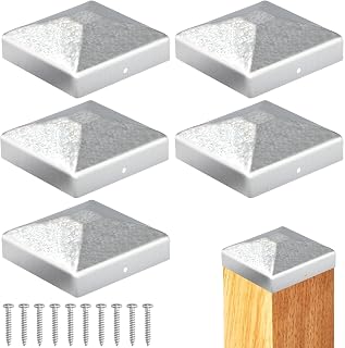 Sturiz Nakrętki na słupki, 12 x 12 cm, 6 sztuk, zaślepki na słupki, metalowe zaślepki ogrodzeniowe, kwadratowe, ze śruba