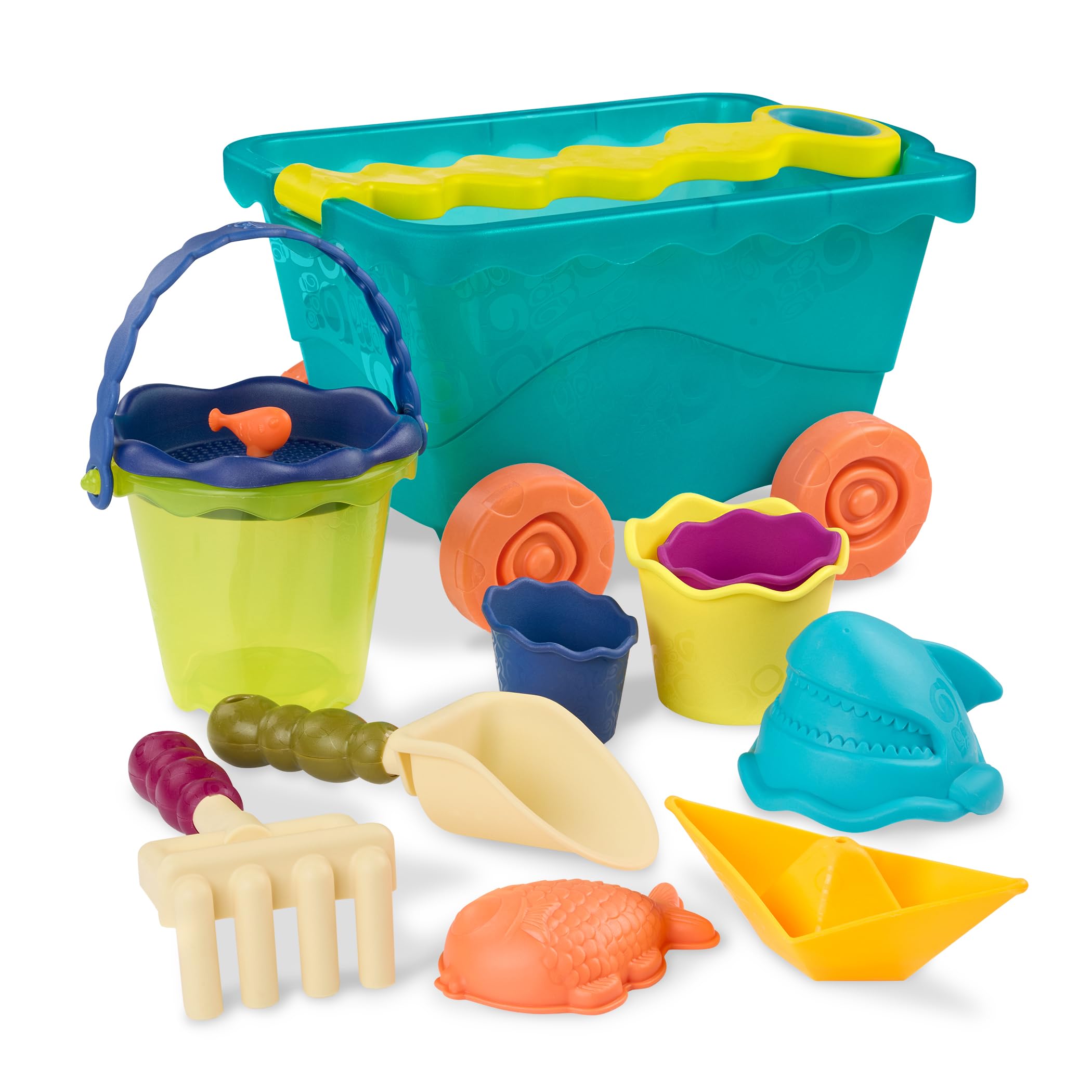 b. toys wavy wagon beach set, translucent sea, 9.5 x 14 x 8- Multi color