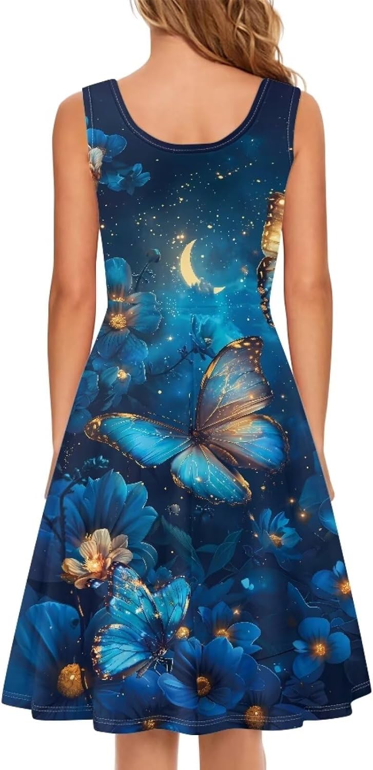 TOADDITDO Womens Summer Sleeveless Tank Dress with 2 Side Pockets XS-4XL Plus Size