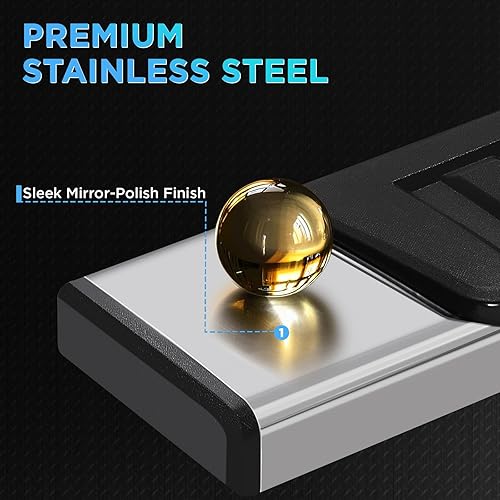 Miniatura 4 de PZ Estribos de acero inoxidable con espejo de 6 pulgadas, barra Nerf con escalón lateral, compatible con Ford F-150 2015-2024 2017-2024 F-250 F-350