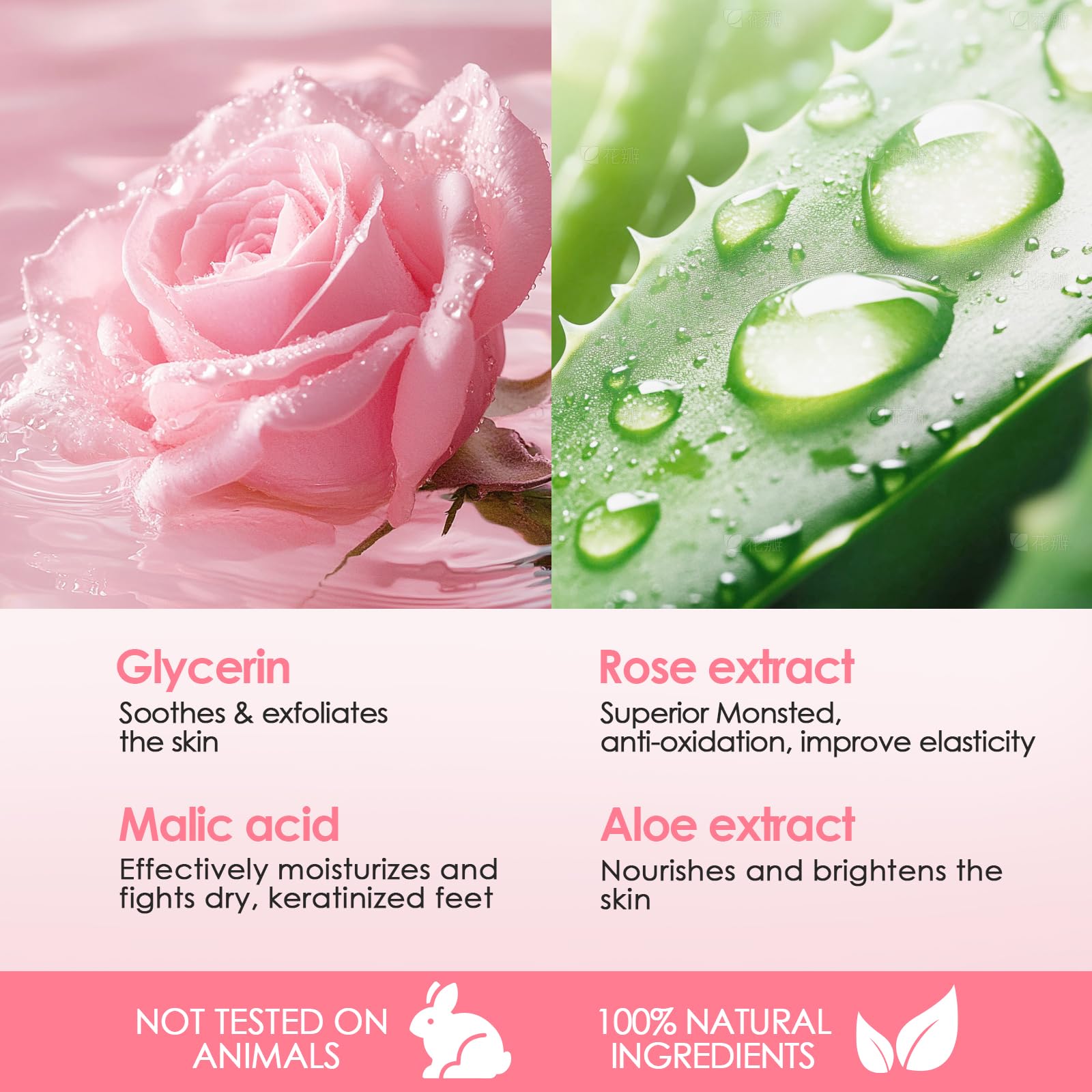 2 Paia Maschera Piedi Esfoliante, Trattamento Peeling Intenso, Peeling Delicato, Trattamento per Talloni Ruvidi, Pelle Liscia, Effetto Idratante Prolungato (Rosa/Aloe)