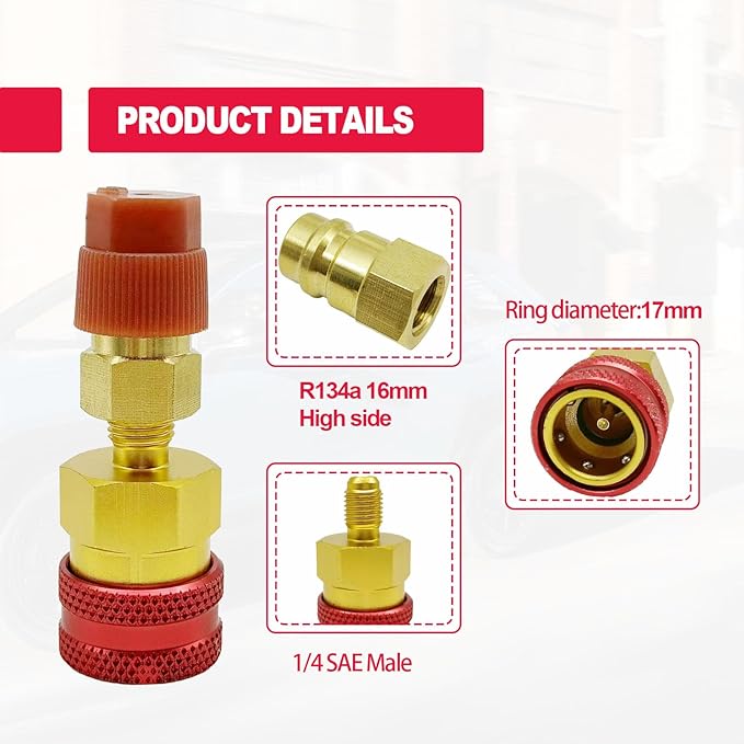 Adaptador R134a, Kit de Conversión R1234YF a R134A para Aire Acondicionado de Coche miniatura 4