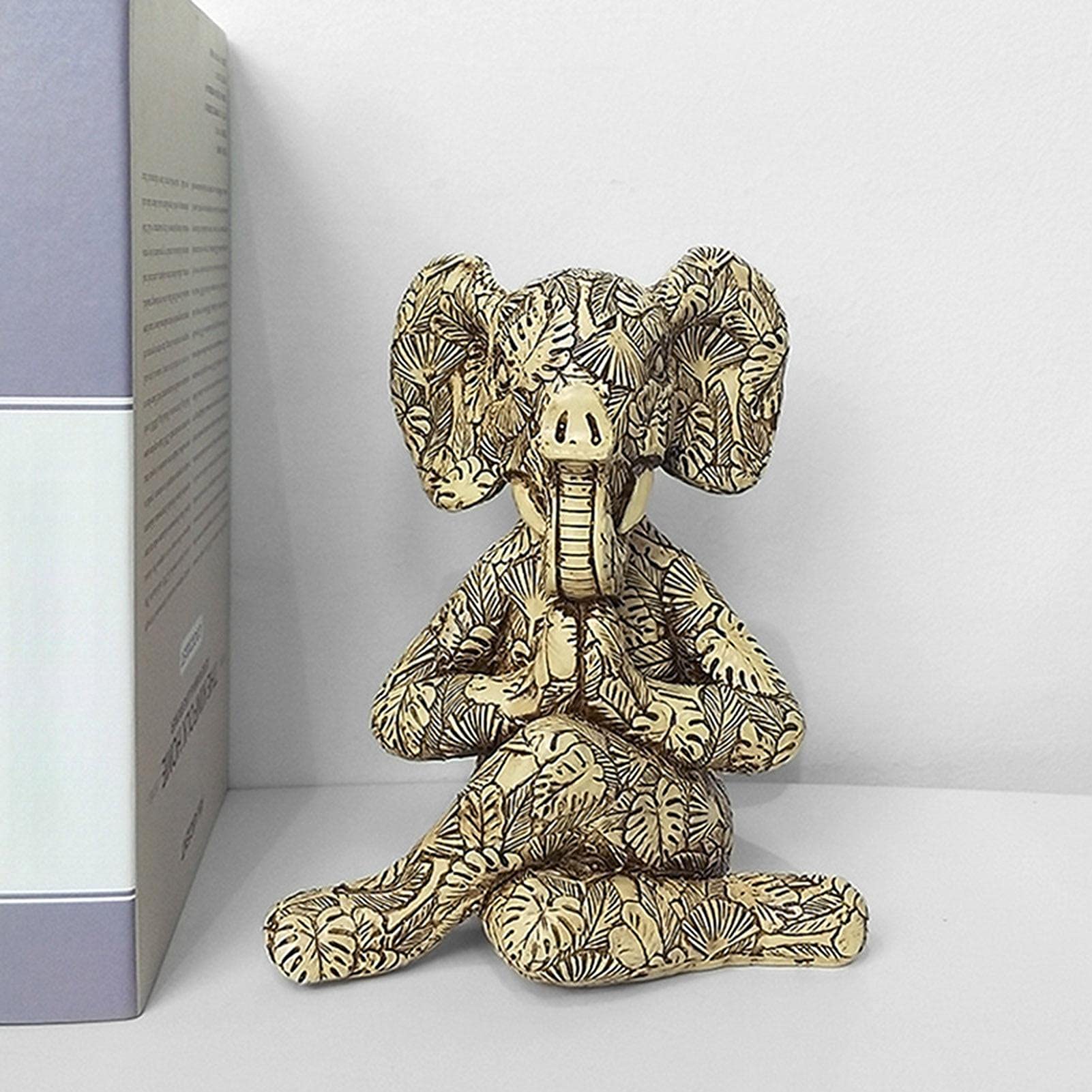 Medytująca dekoracja słonia, miniaturowa figurka ogrodowa zen joga słoń do wnętrz/na zewnątrz Zen ogrodowe figurki, ozdoba do ogrodu wróżki, domu, na taras, taras, podwórko, unstdeko
