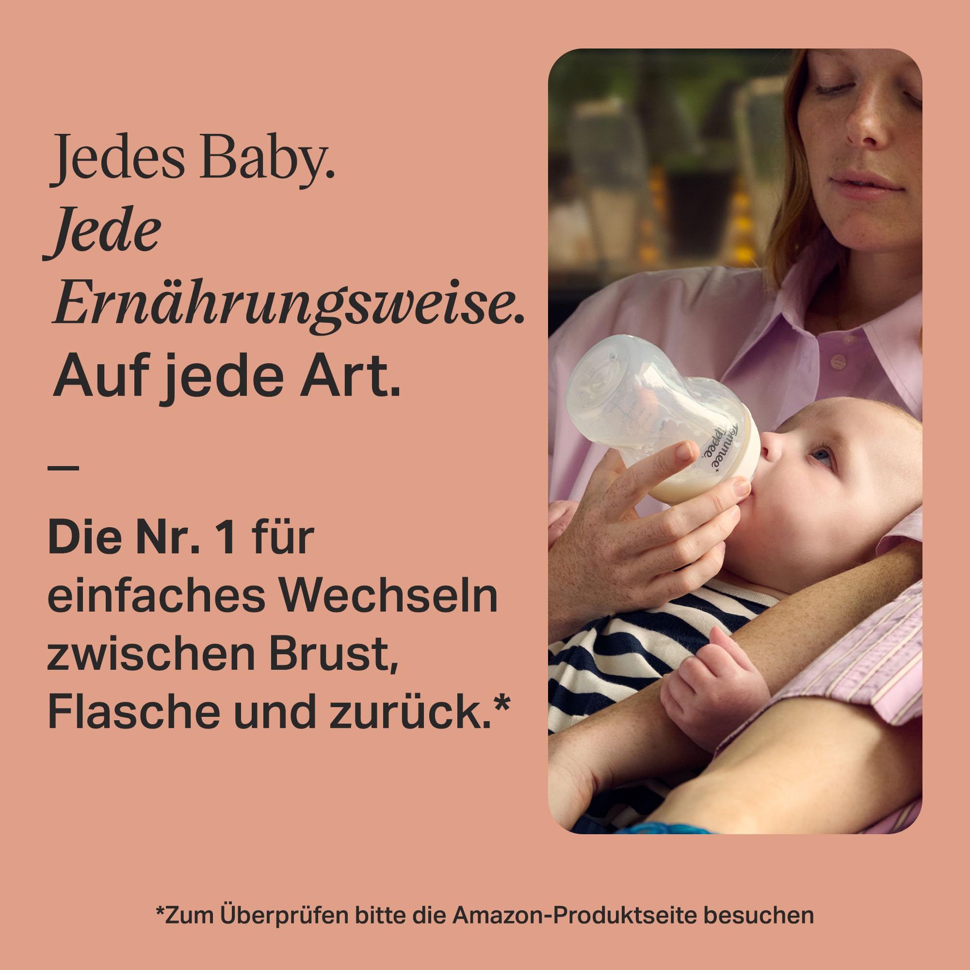 Tommee Tippee-Babyflaschen, Natural Start Anti-Kolik-Flasche 260ml, 6er-Pack, brustähnl. Sauger, Anti-Kolikventil, selbst steril., Zubehör, dekor.,