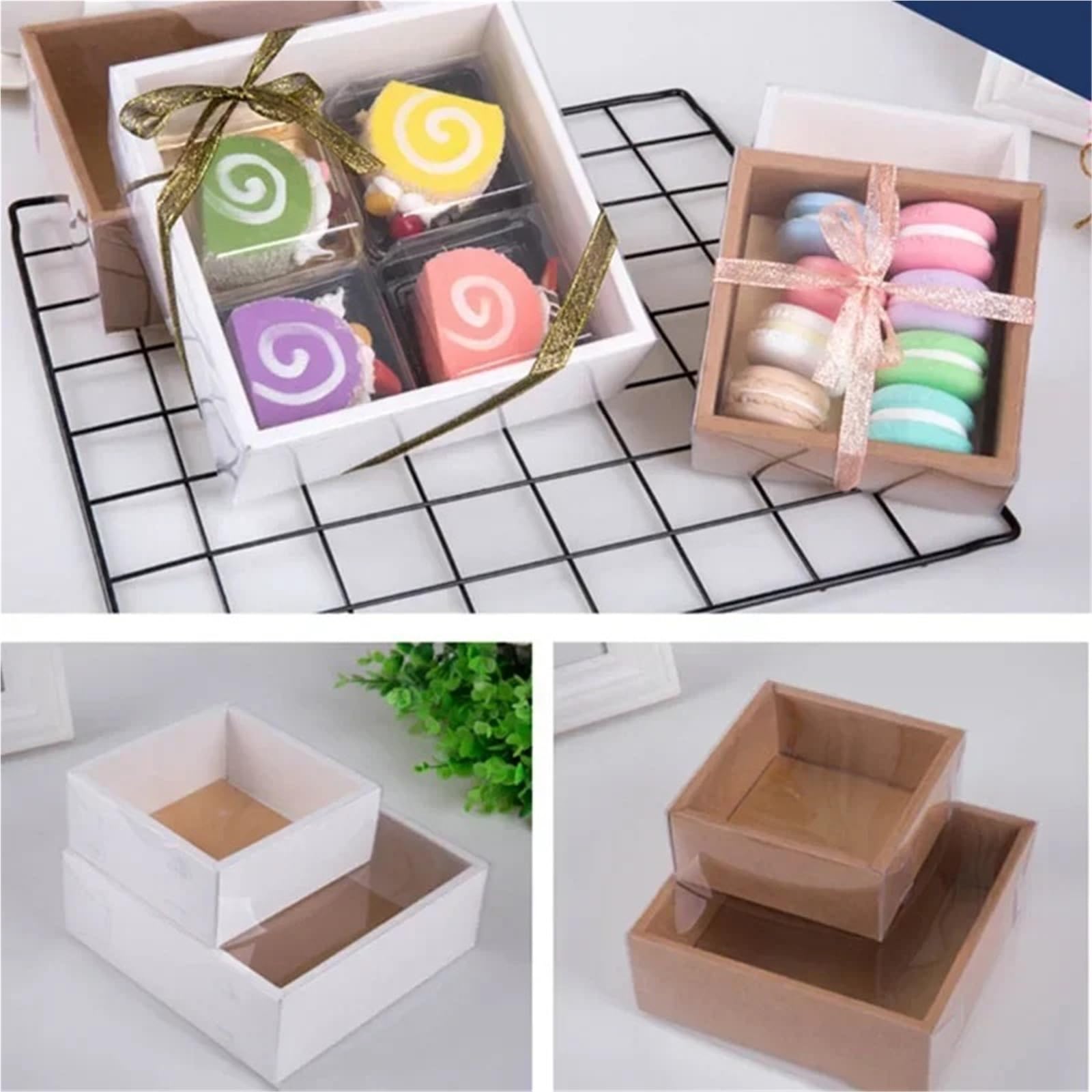 Kraftpapier Box Mit Fenster 20 Stück Kraft-Geschenkbox mit transparentem PVC-Fenster
