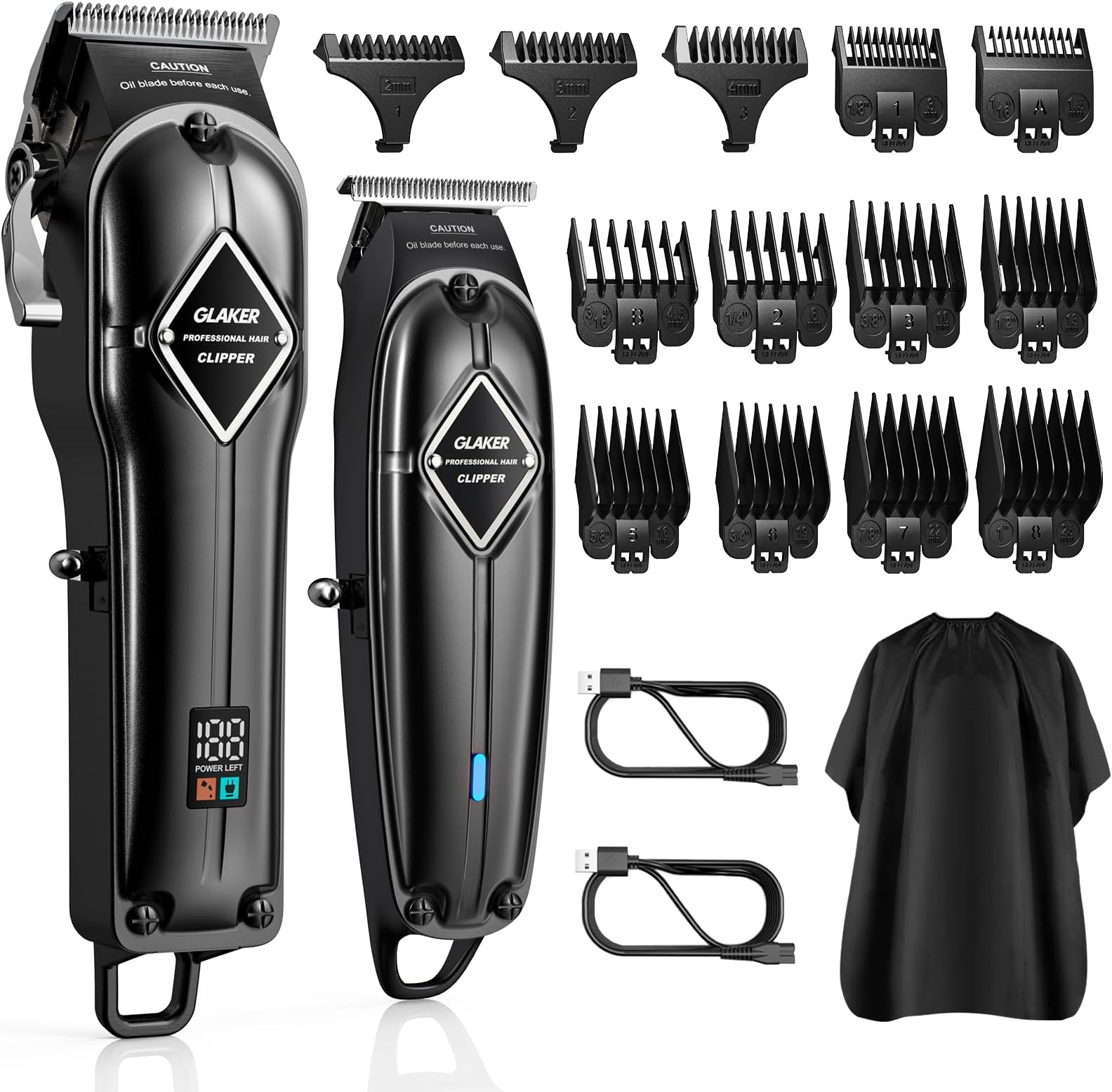 Professional Hair Clippers Men + T-Blade Trimmer Kit - Cordless Hair Cutting Kits with 13 Premium Guards, Complete Barber Kit with Large LED Display for Mens Grooming