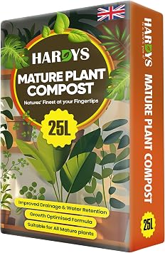 Hardys 25L Mature Plant Compost, John Innes No. 3 - Nutrient Rich for Mature Plants - Final Houseplant Potting & Compost for Established Outdoor Plants - Indoor & Outdoor Use