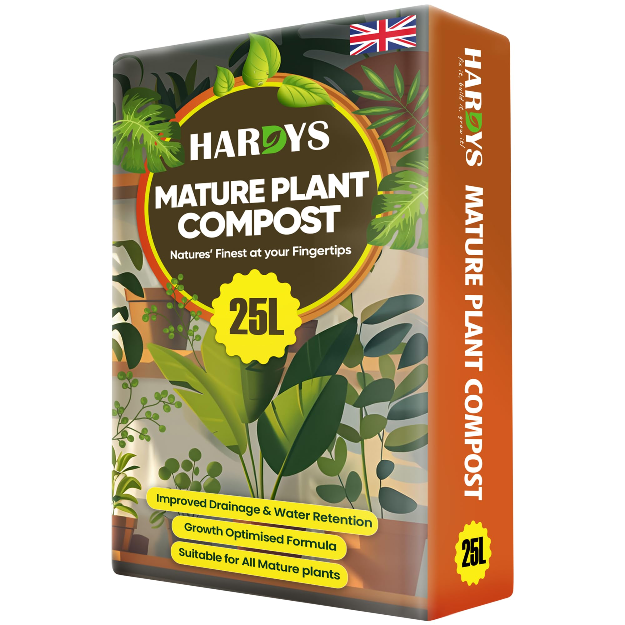 Hardys 25L Mature Plant Compost, John Innes No. 3 - Nutrient Rich for Mature Plants - Final Houseplant Potting & Compost for Established Outdoor Plants - Indoor & Outdoor Use