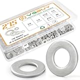 VGBUY 275PCS Washers Assortment Kit, Thickened 304 Stainless Steel Flat Washers for Screws, Asorted Metal Washers for Bolts, SAE Hardware Washers Set #8, 10, 1/4, 5/16, 3/8, 1/2