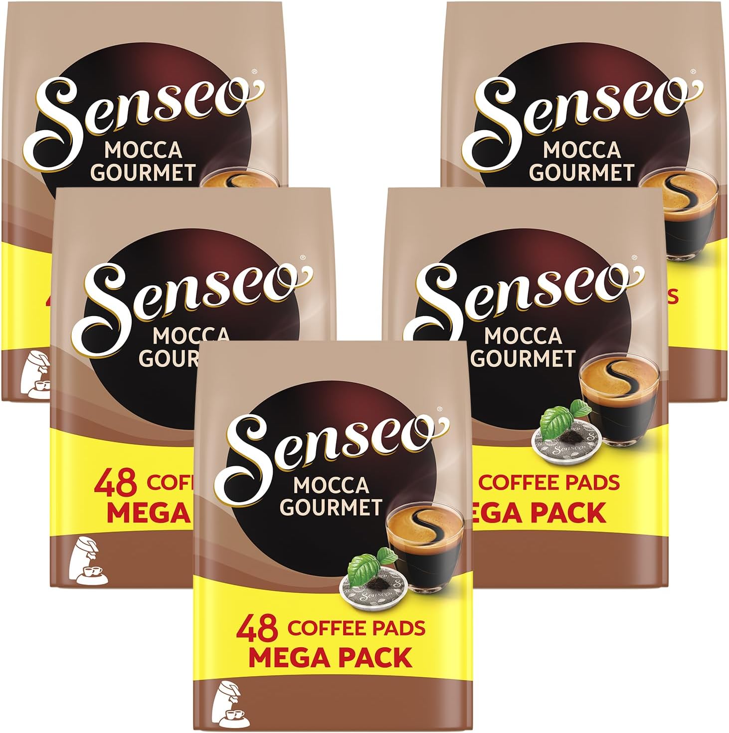 Mocca Medium Roast Coffee Pods – 240 Count (5 Packs) – Rich & Smooth Mocha Flavor – Single-Serve Coffee Pads Compatible with Senseo Machines – Imported from the Netherlands – Bulk Value Pack