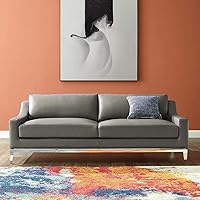 Vista 1 de Modway Arnés de sofá de cuero de 83.5" en gris con base de acero inoxidable
