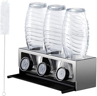 YIGII Flaschenhalter für SodaStream - Premium Abtropfhalter aus Edelstahl Abtropfständer mit Abtropfwanne für 3 SodaStream Crystal | Emil Flaschen