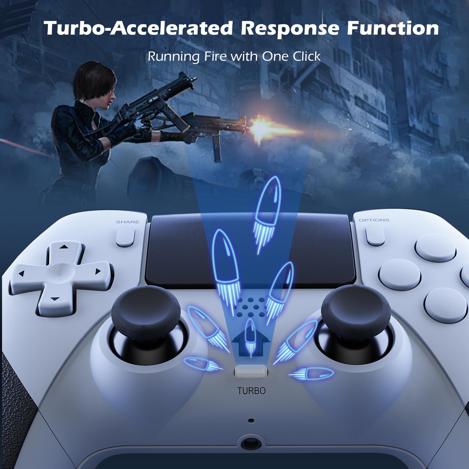 LATEC Manettes compatibles avec PS4,Manette sans Fil pour P4 Slim/Pro avec Turbo Vibration/Capteur Gyroscopique