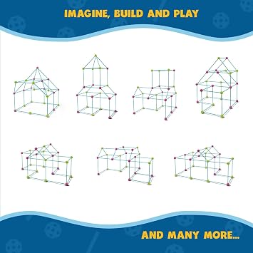Fort Building Kits For Kids | Den Building Kit For Kids 70 Pieces | Construction Toys Stem | Garden Games | Fort Building Kit Indoor And Outdoor Toys | 5 Year Old Girls Gifts | 5 Year Old Boy Gifts