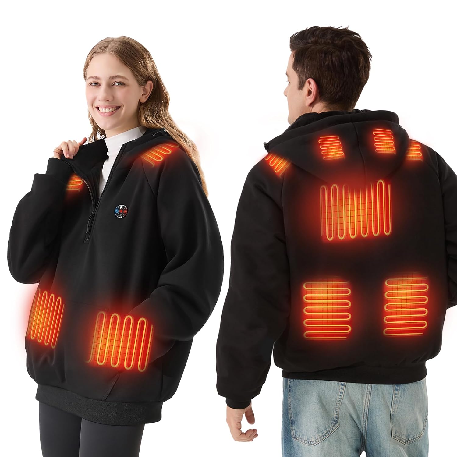 DR PREPARE Heated Hoodie Unisex with 16000mAh Power Bank 9 Heat Zones Max 8H Heating Clothing Ultra-Thick Plush