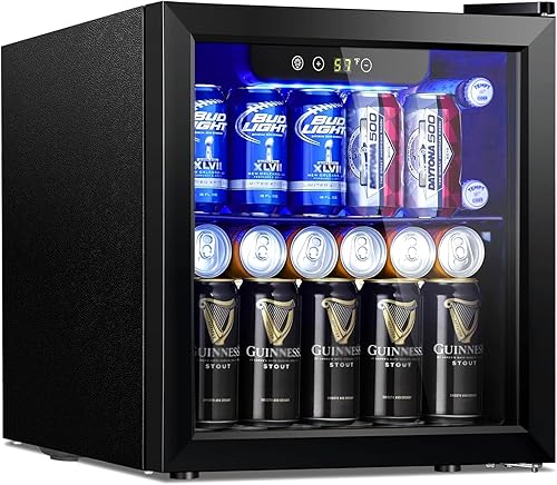 Refrigerador y enfriador de bebidas, mini refrigerador de 48 latas/12 botellas con puerta de vidrio, mini refrigerador de bebidas pequeño con