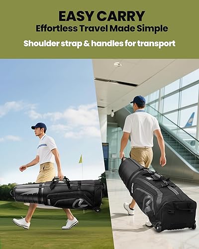 Miniatura 18 de OutdoorMaster Bolsas de viaje de golf para aerolíneas con ruedas y funda rígida, protegen los palos de golf, ligeras y fáciles de maniobrar, versión