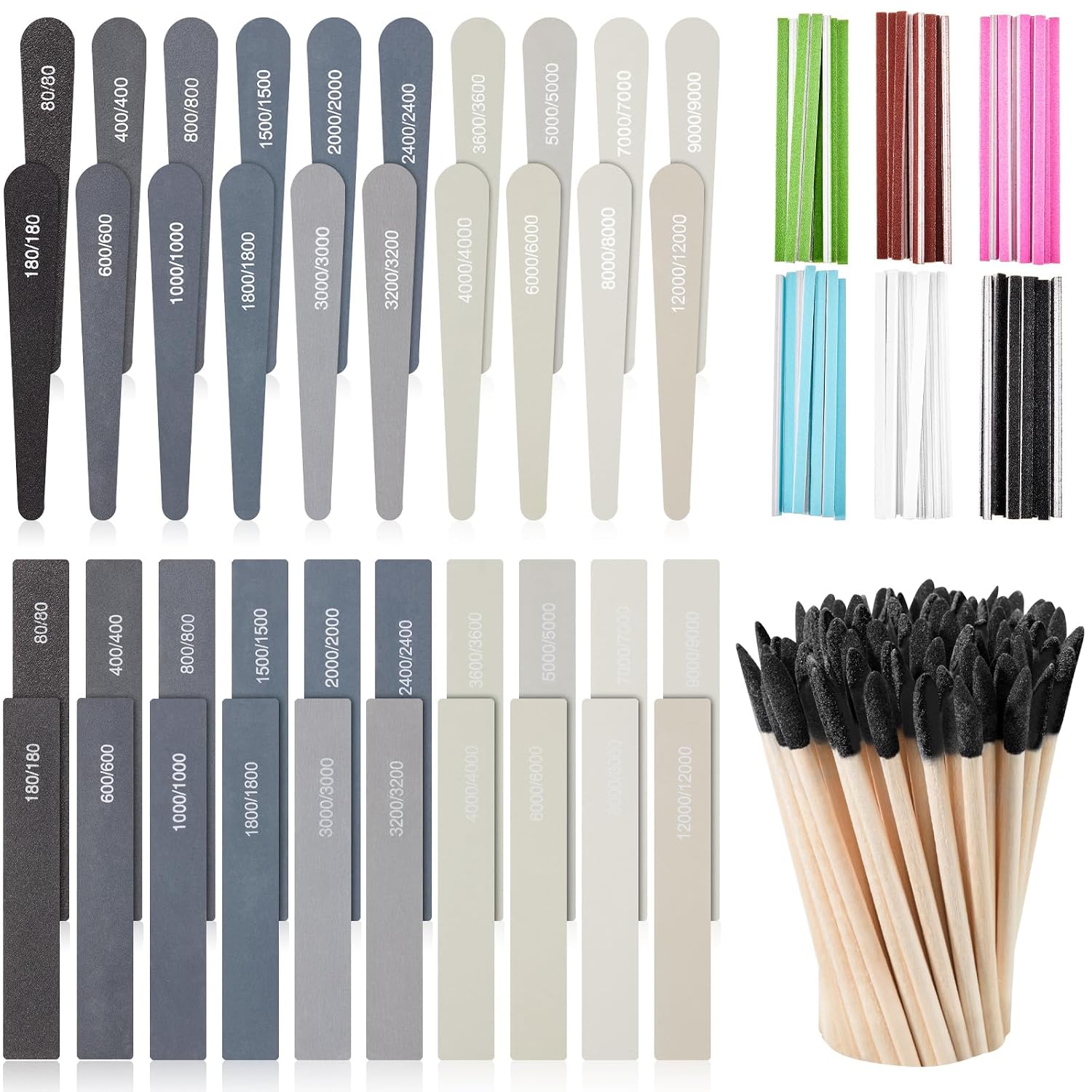 120 Pcs Sanding Sticks Include 30 Sanding Twigs 40 Polishing Sticks and 50 Matchsticks, Tools for Tight Spaces Modeling Tools for Plastic Models Wood Hobby Craft Art