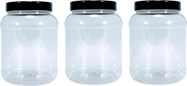 Britten & James Plastic Jars Round 2500ml Black Lids [Pack of 3]