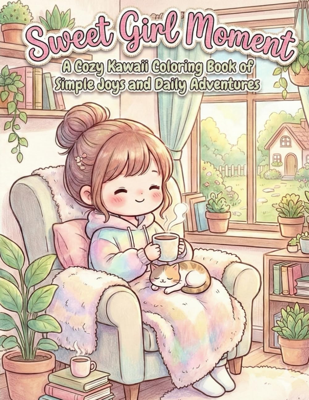 Sweet girl moment: A Cozy Kawaii Coloring Book of Simple Joys and Daily Adventures (cozy coloring book)